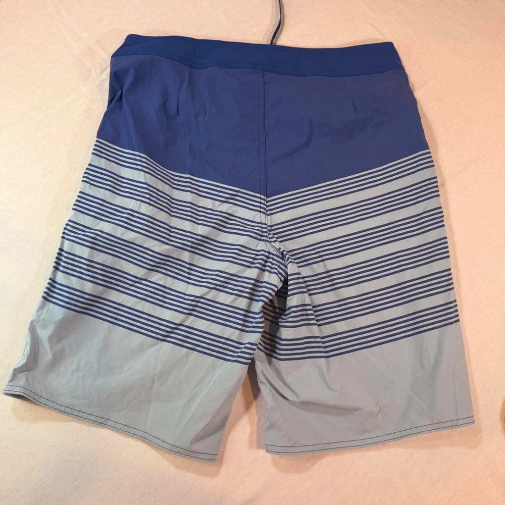 Patagonia Mens Board Shorts Swim Trunks 33 Blue Colorblock Logo Retro Surf Beach